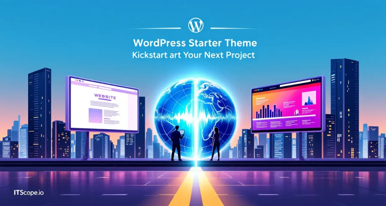 WordPress Starter Theme guide illustration showcasing key website development concepts