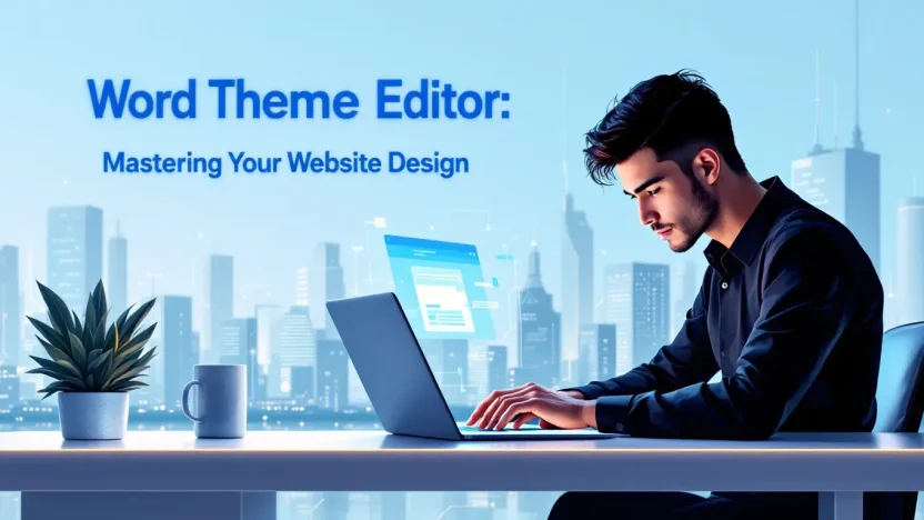 WordPress theme editor illustration showcasing design elements