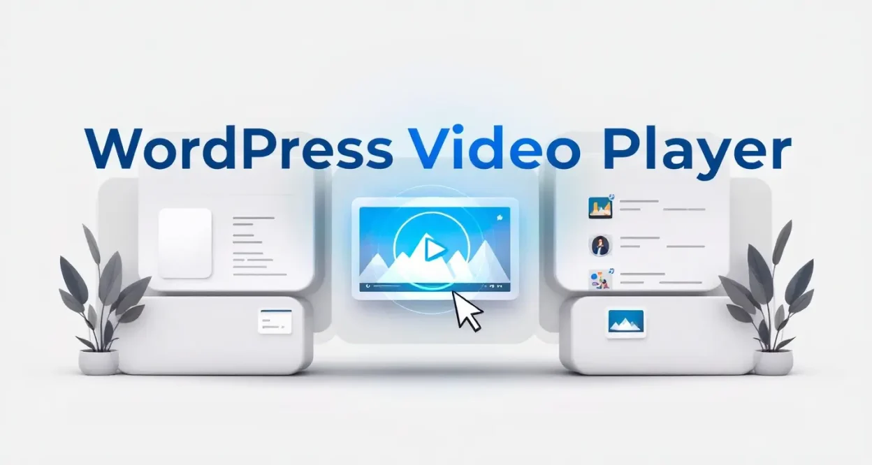 WordPress Video Player illustration showcasing step-by-step guide features