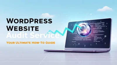 WordPress Website Audit Service illustration showing audit process and key strategies