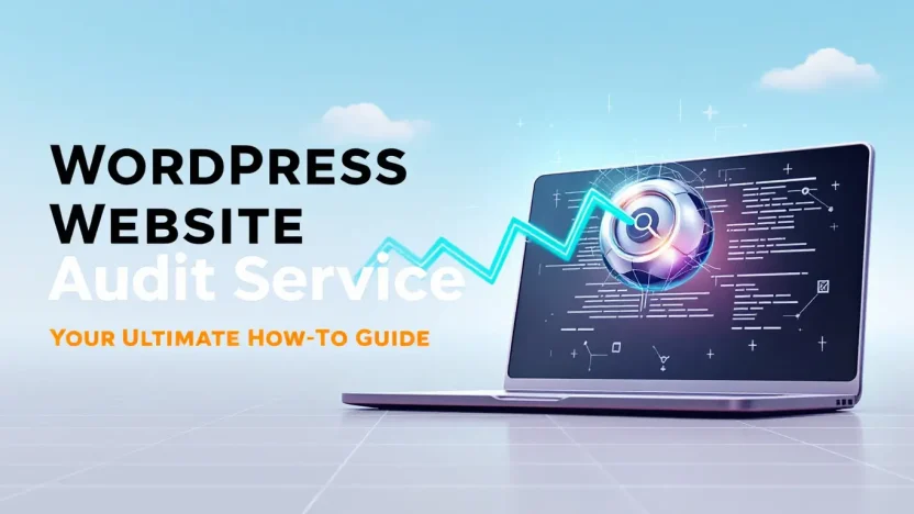 WordPress Website Audit Service illustration showing audit process and key strategies