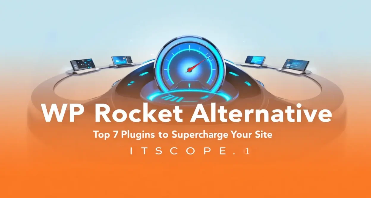 WP Rocket Alternative illustration showing top plugin comparison for site speed enhancement