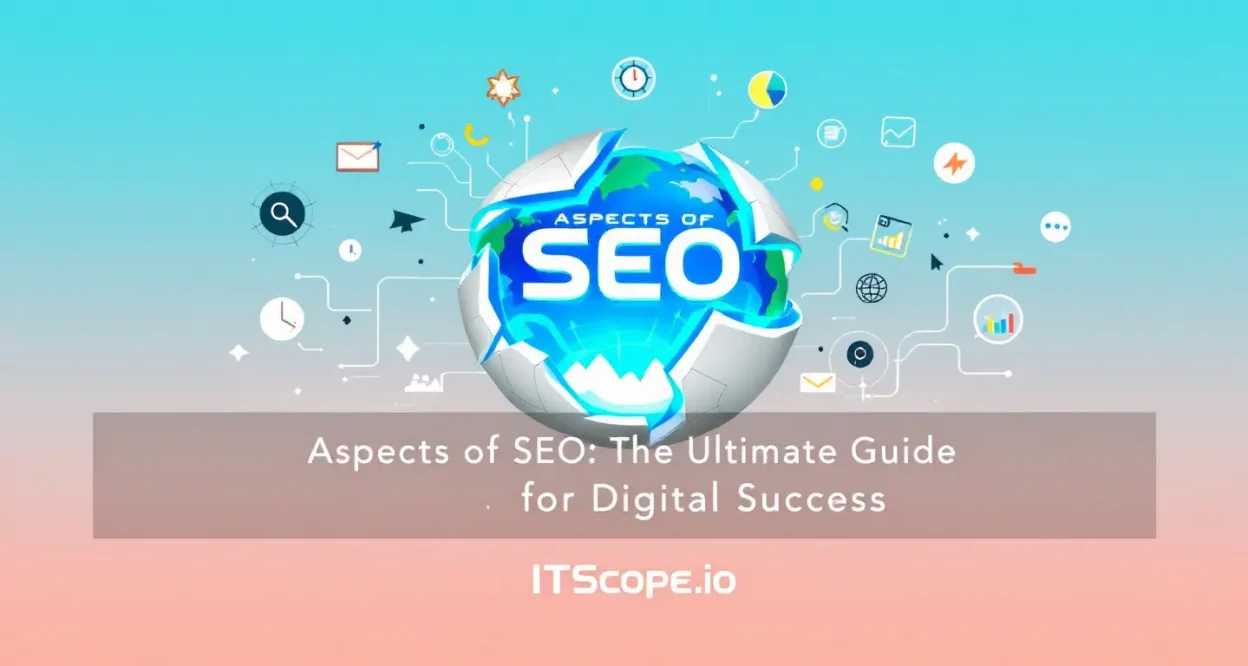 Aspects of SEO illustration showing key SEO components and strategy