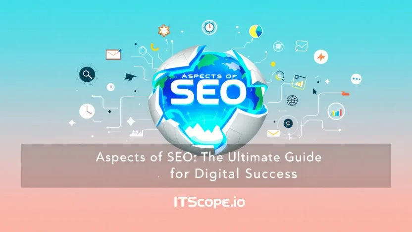 Aspects of SEO illustration showing key SEO components and strategy