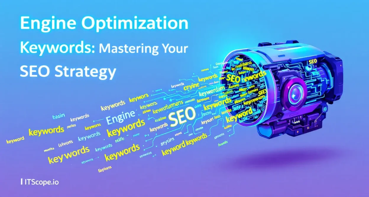 Engine Optimization Keywords illustration showing an SEO strategy concept