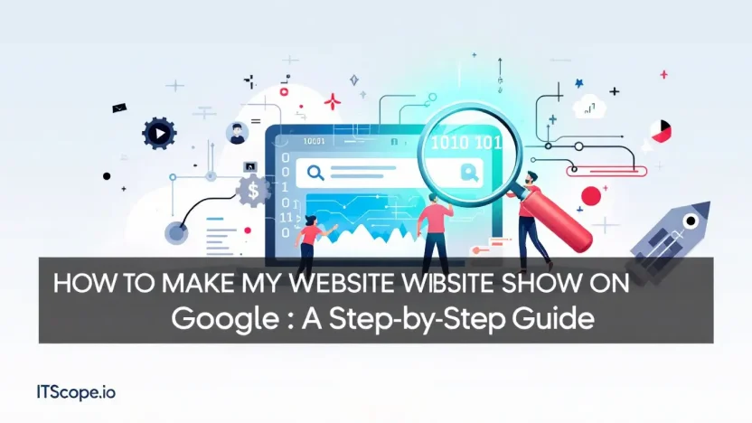 How to Make My Website Show on Google illustration showing website visibility strategies