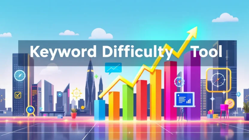 Keyword Difficulty Tool graphic showcasing how-to guide concepts in SEO strategy