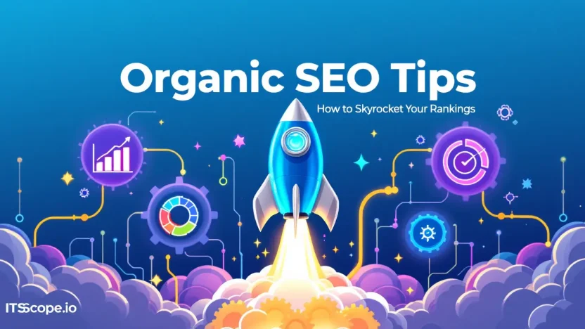 Organic SEO Tips illustration depicting strategies for boosting website rankings