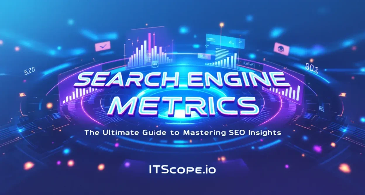 Search Engine Metrics illustration showcasing insightful SEO charts and graphs.