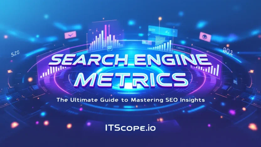 Search Engine Metrics illustration showcasing insightful SEO charts and graphs.