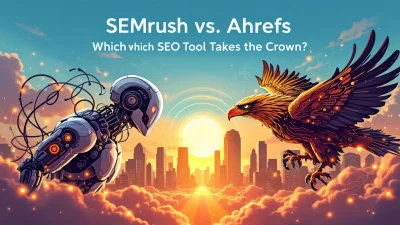 SEMrush vs Ahrefs comparison illustration showing key features and insights