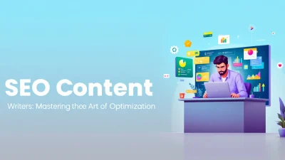 SEO content writer illustration showcasing optimization techniques discussed in the guide