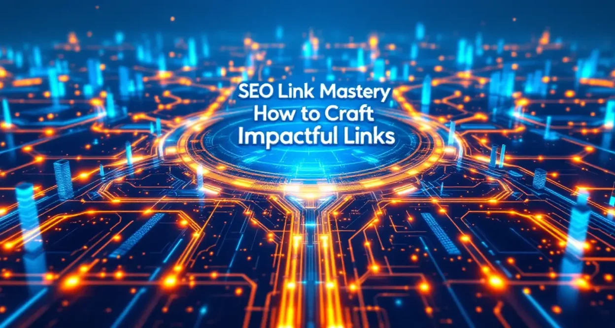 SEO Link Mastery illustration showing interconnected digital links for blog