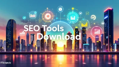 SEO Tools Download illustration showcasing top tools and analytics concepts