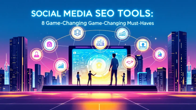 Social Media SEO Tools illustration highlighting essential strategies discussed in the blog