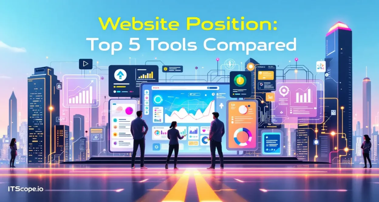 Website Position Software comparison illustration showing key SEO tools