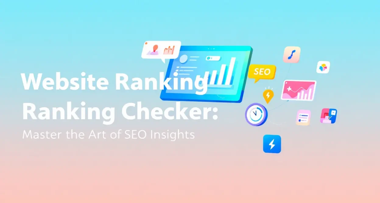 Website Ranking Checker illustration showing key SEO metrics and insights