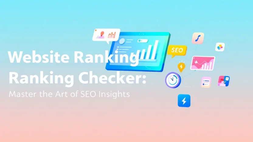 Website Ranking Checker illustration showing key SEO metrics and insights